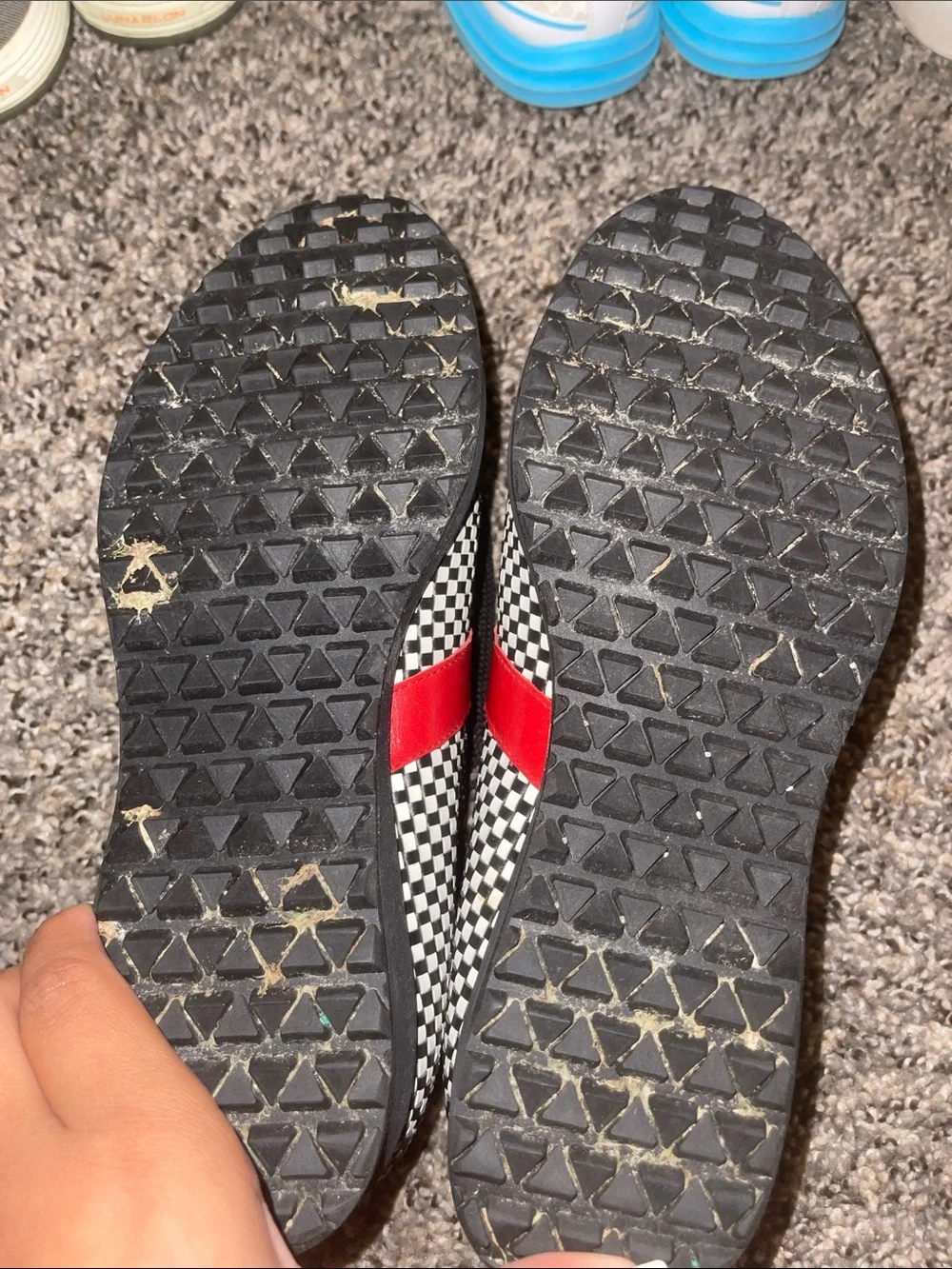 Burberry Red and Black Checkerboard Leather Sneakers